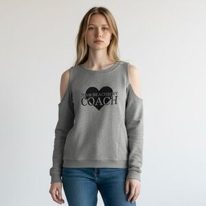 Beachbody Heather Gray Open Shoulder‎ Sweatshirt